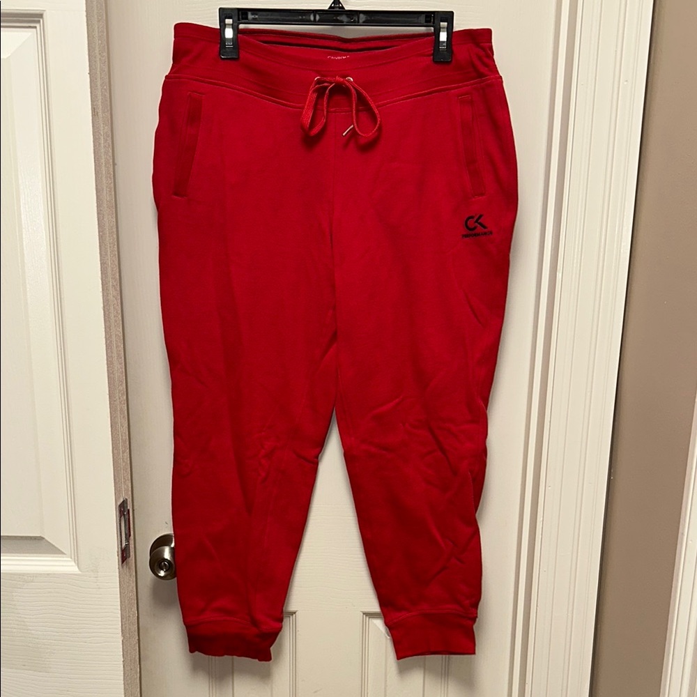 Calvin Klein Red Joggers with Elastic Waistband and Cuffs